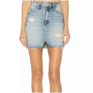 Mother The Sacred Slit Denim Mini Skirt Size US24 Distressed